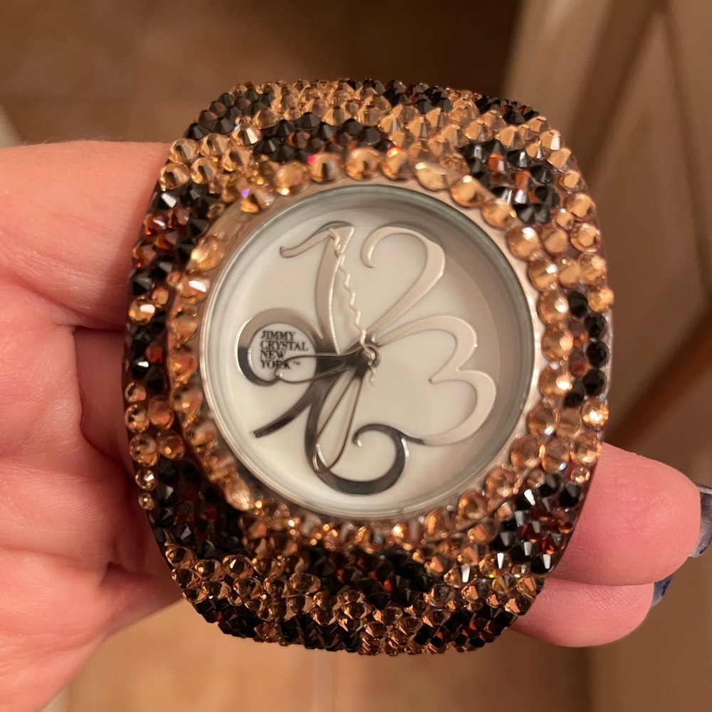 Leopard style Jimmy Crystal Cuff Watch